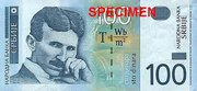Nikola Tesla på serbisk 100-dinarsedel Nikola Tesla på serbisk 100-dinarsedel